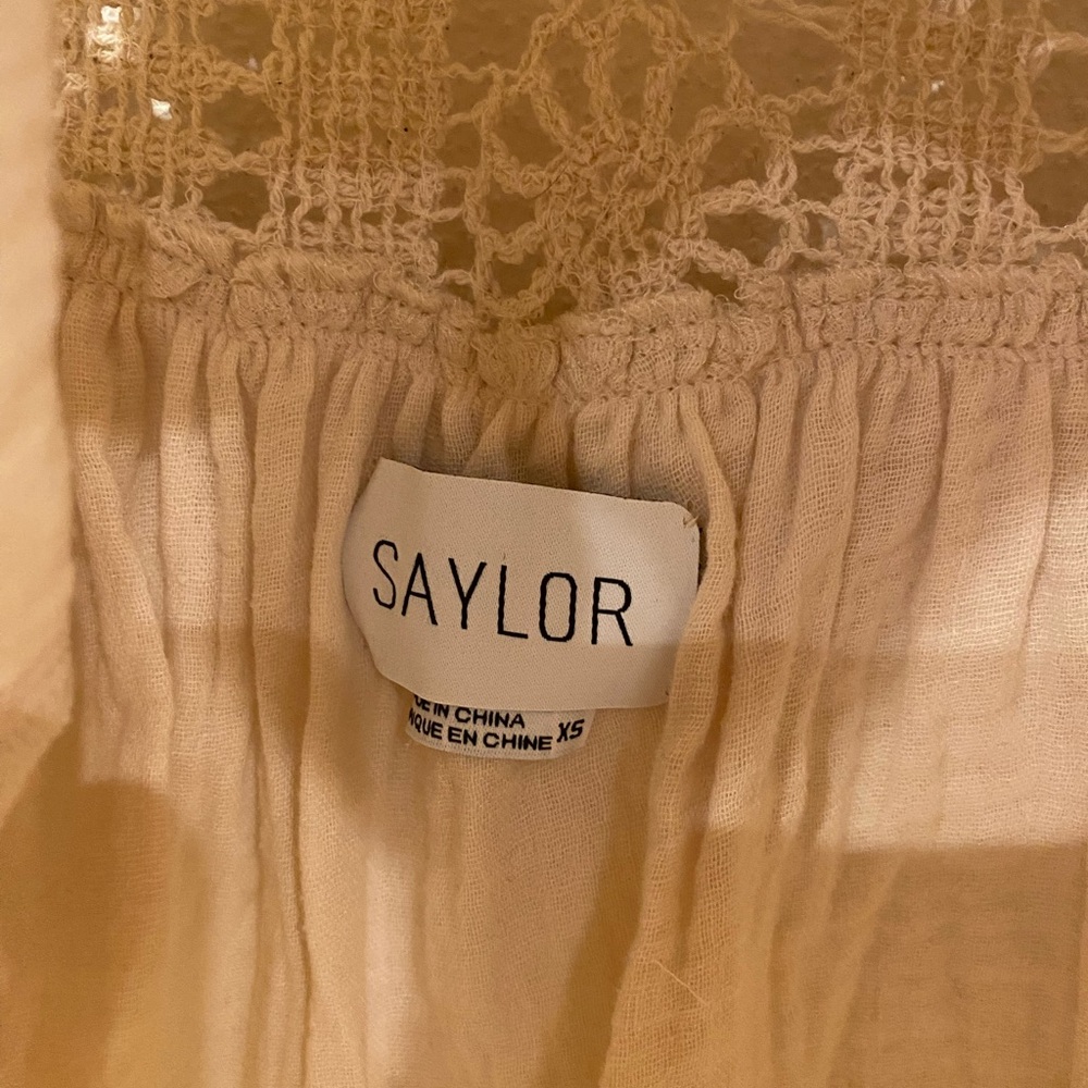 Saylor Nakai Blouse Boho Cream Crochet Peasant Top Cottage Prairie Gauze Size XS - Picture 3 of 5